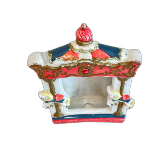 Vintage Porcelain Circus Theme Picture Frame w/Big Top & Carousel Horses 5.5" - Picture 6 of 10